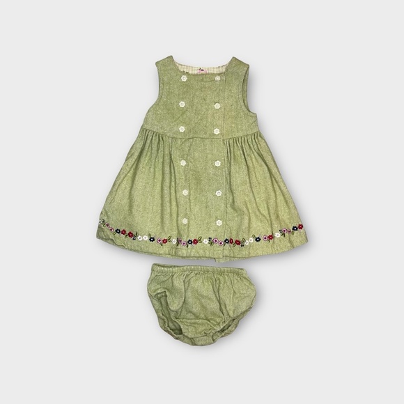 Gymboree Vintage 2001 Wool Blend Embroidered Green Dress - Picture 4 of 9